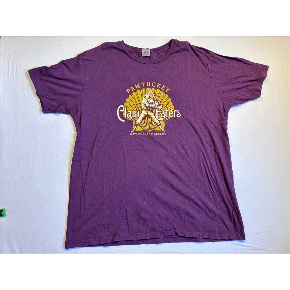 Ebbets Field Flannels Men's Pawtucket Clam Eaters Purple Graphic T-Shirt 2XL